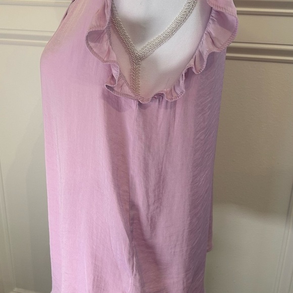 Cupcakes & Cashmere Purple Tie Front Ruffled Blouse - Picture 3 of 7